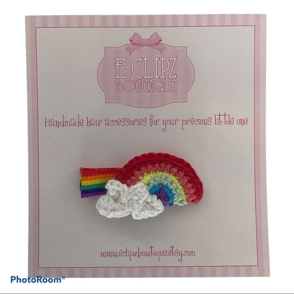 New handmade crochet Rainbow 🌈 girls hair clip